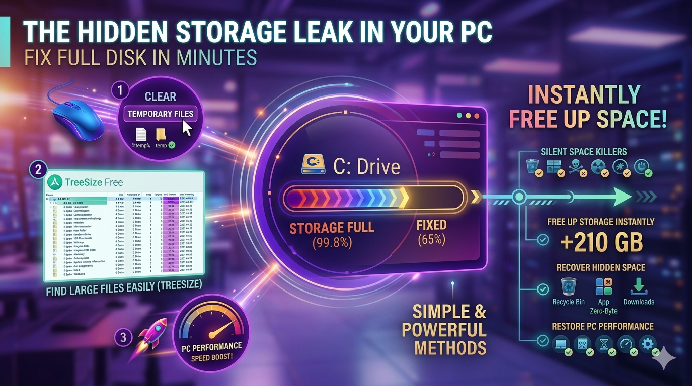 “The Hidden Storage Leak in Your PC: Fix Full Disk in Minutes (No One Talks About This)”